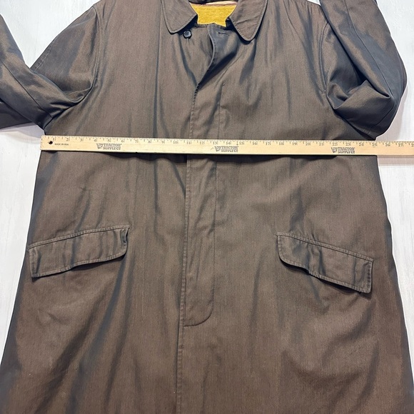 1960s 70s Vintage Larini Men’s 44L Brown Raincoat Overcoat Cravenette Lined - Picture 4 of 12